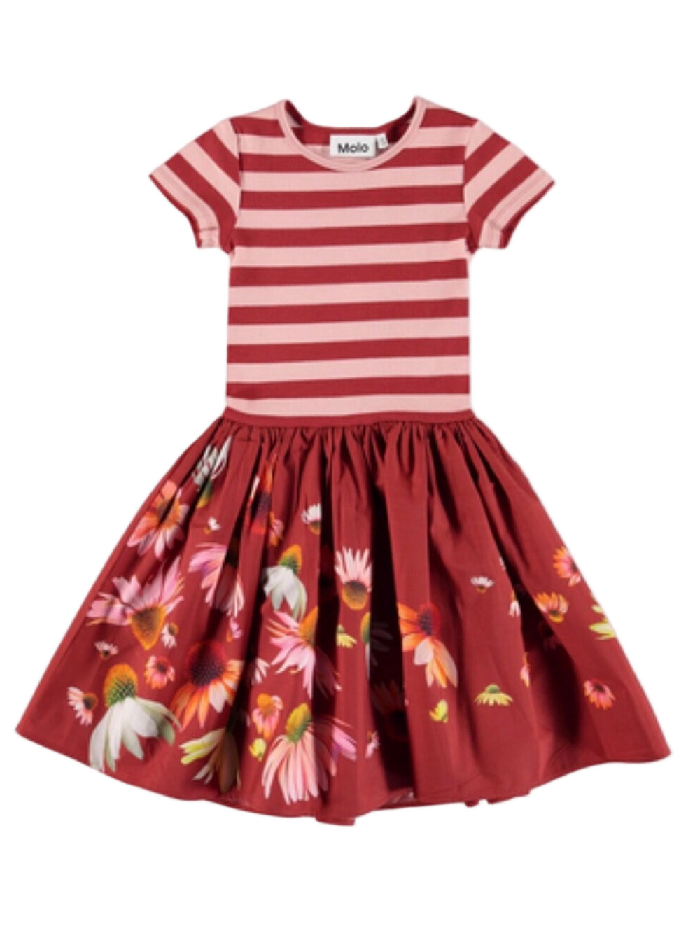 🧸MOLO Striped Floral Twirl Dress organic textile size 122/128 /us 7 GUC